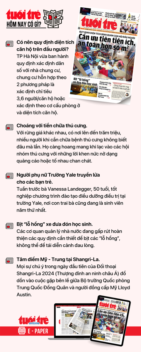 Tin tức chính trên Tuổi Trẻ nhật báo hôm nay 1-6. Để đọc Tuổi Trẻ báo in phiên bản E-paper, mời bạn đăng ký Tuổi Trẻ Sao TẠI ĐÂY https://sso.tuoitre.vn/dang-ky-tuoi-tre-sao Tin tức chính trên Tuổi Trẻ nhật báo hôm nay 1-6. Để đọc Tuổi Trẻ báo in phiên bản E-paper, mời bạn đăng ký Tuổi Trẻ Sao TẠI ĐÂY