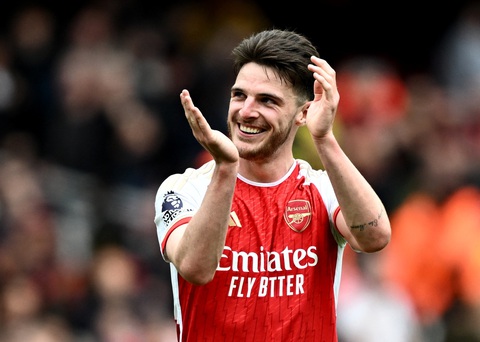 Thắng đậm Bournemouth, Arsenal tiếp tục giữ ngôi đầu Premier League- Ảnh 1. Rice tỏa sáng với 1 bàn thắng và 1 đường kiến tạo giúp Arsenal đánh bại Bournemouth - Ảnh: REUTERS