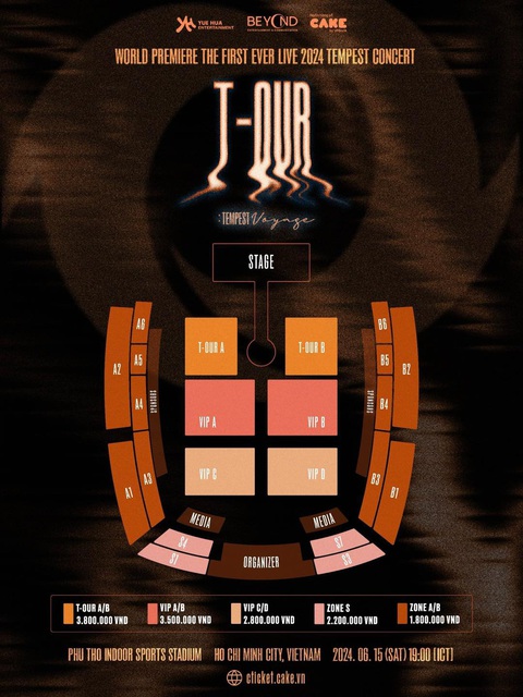 Thông tin về chỗ ngồi, giá vé của concert Tempest tại TP.HCM - Ảnh: Yuehue Thông tin về chỗ ngồi, giá vé của concert Tempest tại TP.HCM - Ảnh: Yuehue