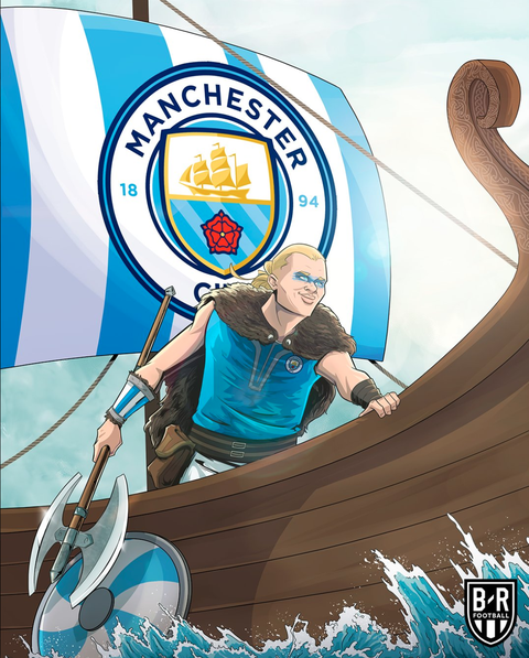 Kể chuyện Erling Haaland bằng ảnh sau cú poker trước Wolves- Ảnh 1. Haaland là một chiến binh dũng mãnh của Man City