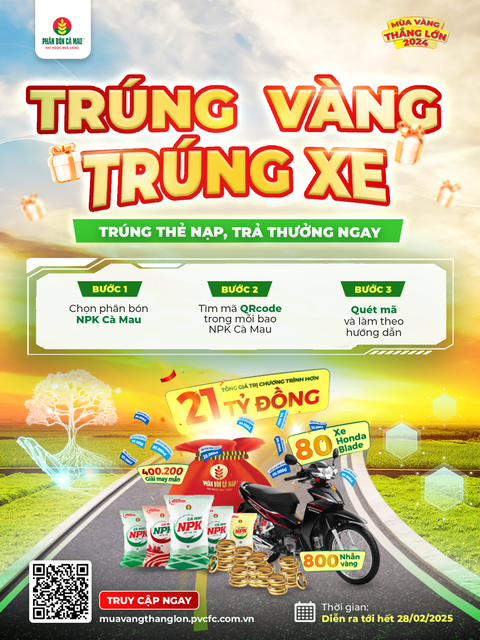 Ứng dụng QRcode trong Mùa vàng thắng lớn 2024- Ảnh 1. Mùa Vàng Thắng Lớn 2024: Trúng vàng, trúng xe, trúng thẻ nạp điện thoại trả thưởng ngay