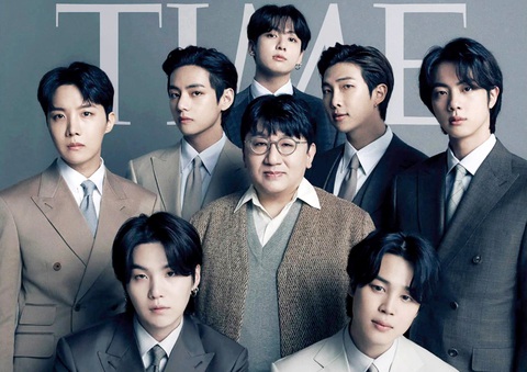 BTS bị xem xét điều tra, K-Pop đầy gian dối?- Ảnh 1. BTS và chủ tịch Bang Si Hyuk - Ảnh: TIME