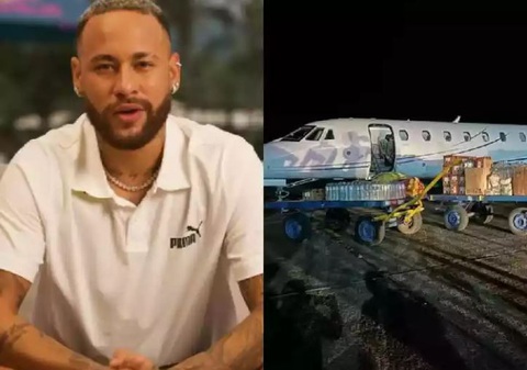Neymar dùng máy bay riêng chở 2 tấn hàng viện trợ cho các nạn nhân lũ lụt- Ảnh 1. Neymar dùng máy bay riêng để vận chuyển 2 tấn hàng hóa cứu trợ người dân vùng lũ - Ảnh: Ole