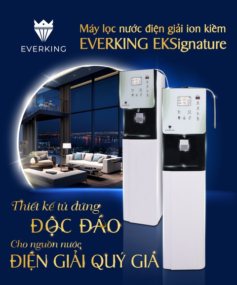 Máy lọc nước ion kiềm tủ đứng tích hợp chức năng nóng lạnh EVERKING EKSignature- Ảnh 1. Máy lọc nước ion kiềm tủ đứng tích hợp chức năng nóng lạnh EVERKING EKSignature- Ảnh 1.