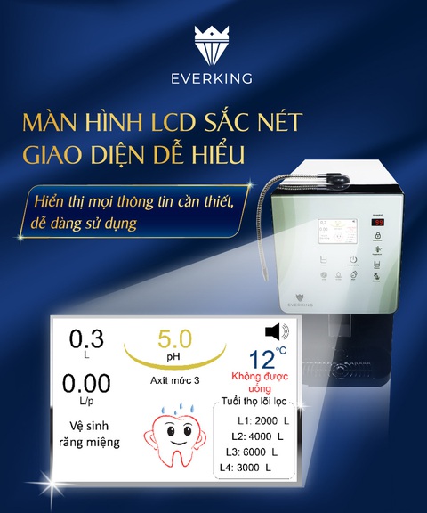 Máy lọc nước ion kiềm tủ đứng tích hợp chức năng nóng lạnh EVERKING EKSignature- Ảnh 5.