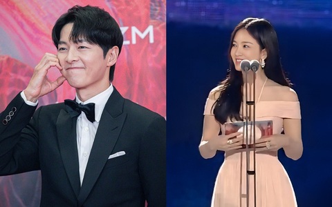 Song Joong Ki (trái) và Song Hye Kyo tại Baeksang 2024 Song Joong Ki (trái) và Song Hye Kyo tại Baeksang 2024