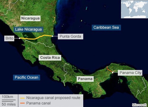 Nicaragua hủy dự án kênh đào 50 tỉ USD với nhà thầu Trung Quốc sau 10 năm 'đóng băng'- Ảnh 1. Phối cảnh dự án kênh đào Nicaragua - Ảnh: VOX