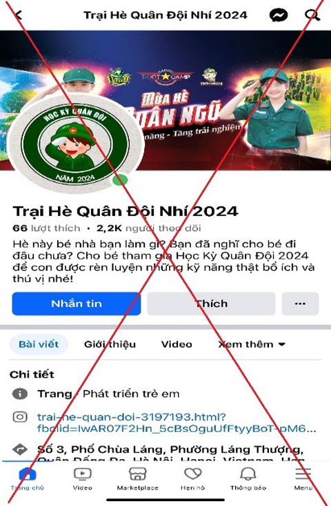 Tìm 'trại hè quân đội nhí' trên mạng cho con, người mẹ bị lừa hơn 1 tỉ đồng- Ảnh 1. Công an đề nghị người dân cảnh giác khi tìm hiểu các trang đăng ký trại hè có dấu hiệu lừa đảo - Ảnh: Công an Hà Nội