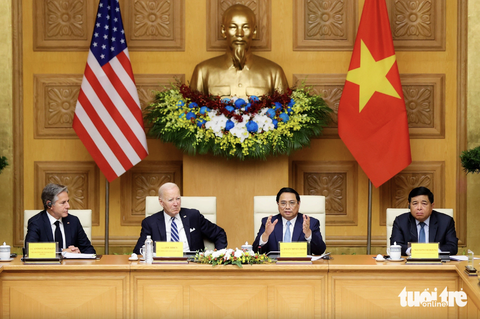 Việt Nam đang làm tốt hơn các nước đã được công nhận là nền kinh tế thị trường- Ảnh 1. Tổng thống Mỹ Joe Biden cùng Thủ tướng Phạm Minh Chính dự Hội nghị cấp cao Việt Nam - Mỹ về đầu tư và đổi mới sáng tạo ngày 11-9-2023 - Ảnh: NGUYỄN KHÁNH