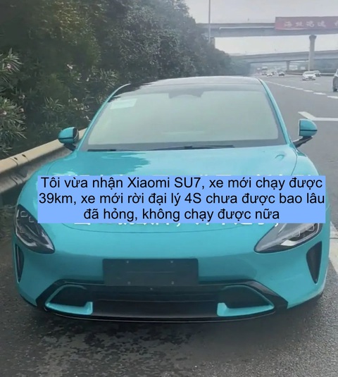 'Hàng hot' Xiaomi SU7 hỏng chỉ sau 39km, chưa phát hiện được nguyên nhân và không thể sửa chữa- Ảnh 2. Chiếc Xiaomi SU7 phải dừng lại bên đường - Ảnh: Autohome