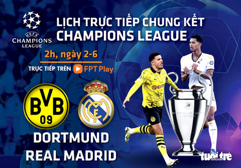 Lịch trực tiếp chung kết Champions League: Dortmund đấu Real Madrid- Ảnh 1. Lịch trực tiếp chung kết Champions League: Dortmund đấu Real Madrid - Đồ họa: AN BÌNH