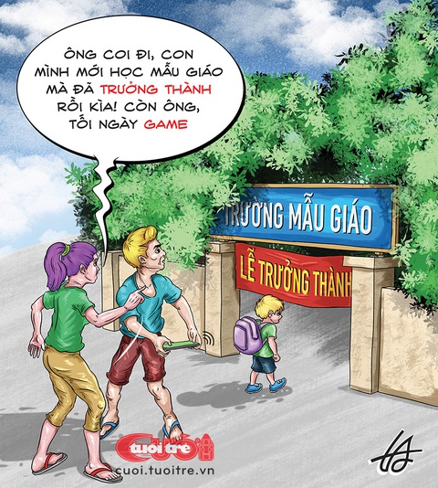 Nghịch lý con trưởng thành trước bố- Ảnh 1. Nghịch lý con trưởng thành trước bố - Tranh: Nguyễn Tuấn Anh