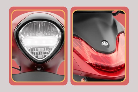 Yamaha ra mắt xe tay ga hybrid có công nghệ gọi xe không sợ 'lạc', đấu Honda Vision- Ảnh 2. Xe được trang bị đèn pha LED đi kèm đèn ban ngày (bản sử dụng phanh đĩa), đèn hậu LED dạng chữ V (bản phanh đĩa), tại nên một khối liền lạc cá tính và hiện đại.