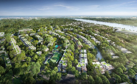 Lần đầu tiên thị trường Việt Nam xuất hiện dự án bất động sản có 7 tầng thiên nhiên- Ảnh 2. Blue Forest được bao quanh bởi hệ sinh thái cây xanh, mặt nước nội khu ấn tượng