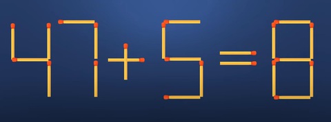 Thử tài IQ: Di chuyển một que diêm để 47+5=8 thành phép tính đúng- Ảnh 1.