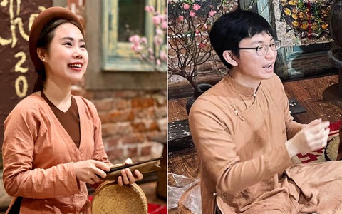 Chèo thời AI: 'Người trẻ quay lưng với truyền thống' không còn đúng lúc này- Ảnh 2. Đinh Thảo (trái) và Nguyễn Hoàng Hiệp
