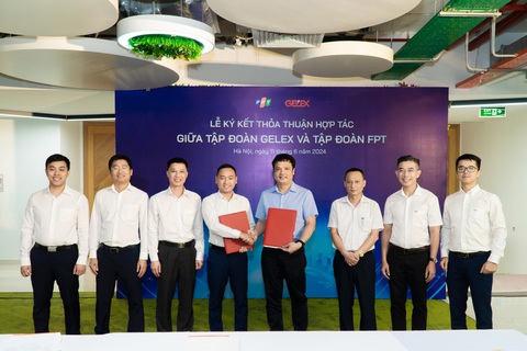 Lãnh đạo GELEX và FPT tại Lễ ký kết thỏa thuận hợp tác diễn ra 11-6-2024 Lãnh đạo GELEX và FPT tại Lễ ký kết thỏa thuận hợp tác diễn ra 11-6-2024
