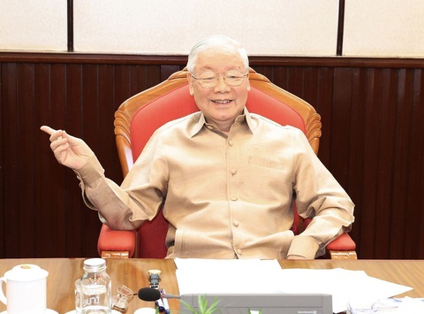 Tổng bí thư Nguyễn Phú Trọng chủ trì họp lãnh đạo chủ chốt- Ảnh 3. Tổng bí thư Nguyễn Phú Trọng chủ trì hội nghị - Ảnh: TTXVN