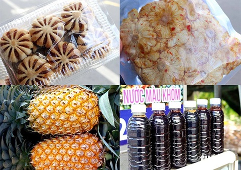 Mô hình 3 tầng khóm - cau - dừa giúp nông dân Kiên Giang ‘sống khỏe’- Ảnh 4. Người dân Kiên Giang làm ra nhiều sản phẩm như: khóm sấy, bánh khóm và nước màu khóm... để nâng giá trị sản phẩm trái khóm