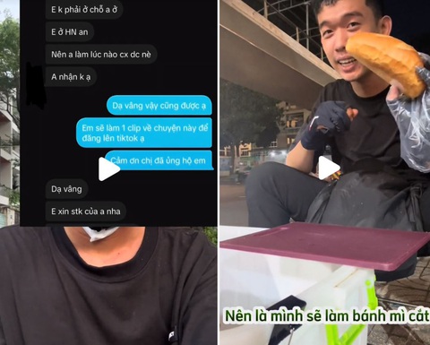 Chuyện chàng xe ôm vừa ăn vừa khóc trong ngày sinh nhật tuổi 22- Ảnh 2. Tuy cuộc sống còn khó khăn nhưng Sơn vẫn chia sẻ việc làm thiện nguyện của mình đến mọi người (Ảnh cắt từ clip)