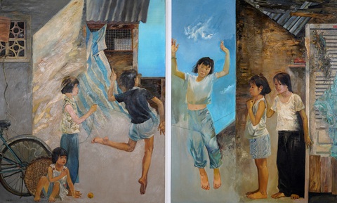 Tranh Nhảy dây của tác giả Nguyễn Trung Tín Tranh Nhảy dây của tác giả Nguyễn Trung Tín
