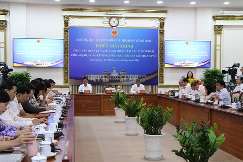Người bệnh bỏ tiền túi mua thuốc bảo hiểm y tế, BHXH TP.HCM đề xuất gì?- Ảnh 1. Thường trực Hội đồng nhân dân TP.HCM có phiên giải trình công tác quản lý và sử dụng thuốc tại các cơ sở khám chữa bệnh - Ảnh: CẨM NƯƠNG