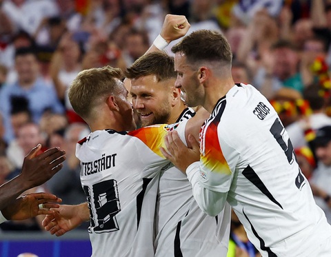 Đức đè bẹp Scotland 5-1 ở trận khai mạc Euro 2024- Ảnh 1. Niềm vui của tuyển Đức sau khi ghi bàn vào lưới Scotland - Ảnh: REUTERS