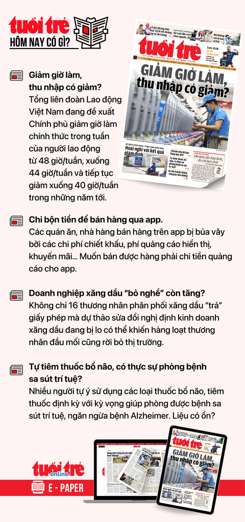 Tin tức chính trên Tuổi Trẻ nhật báo hôm nay 17-6. Để đọc Tuổi Trẻ báo in phiên bản E-paper, mời bạn đăng ký Tuổi Trẻ Sao TẠI ĐÂY Tin tức chính trên Tuổi Trẻ nhật báo hôm nay 17-6. Để đọc Tuổi Trẻ báo in phiên bản E-paper, mời bạn đăng ký Tuổi Trẻ Sao TẠI ĐÂY