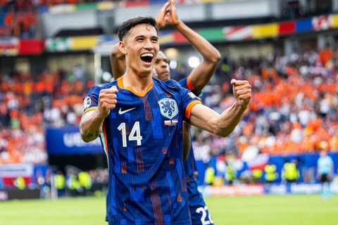 Cầu thủ từ chối đội tuyển Indonesia tỏa sáng ở Euro 2024- Ảnh 3. Niềm vui của Reijnders sau trận thắng của Hà Lan ở Euro 2024 - Ảnh: SEMPREMILAN