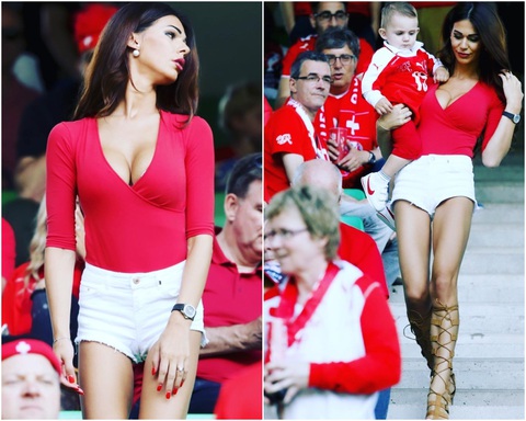 Người đẹp Albania Erjona Sulejmani từng gây sốt trên các khán đài tại Euro 2016 - Ảnh: FBNV Người đẹp Albania Erjona Sulejmani từng gây sốt trên các khán đài tại Euro 2016 - Ảnh: FBNV