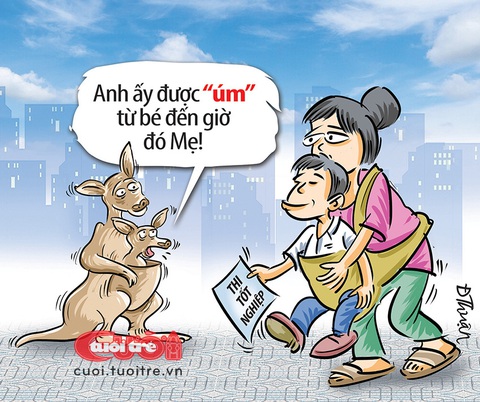 Thế hệ kangaroo đi thi- Ảnh 1. Thí sinh hệ kangaroo - Tranh: Đức Thuận