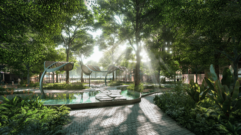 Có gì trong tòa tháp resort 'ở rừng view biển' đắt giá bậc nhất thành Vinh?- Ảnh 4. Quảng trường nhiệt đới xua tan nắng nóng thành Vinh