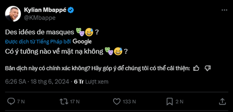 Dòng trạng thái của Mbappe trên mạng xã hội sau khi xuất viện - Ảnh: Chụp màn hình Dòng trạng thái của Mbappe trên mạng xã hội sau khi xuất viện - Ảnh: Chụp màn hình