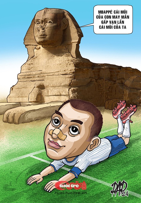 Mbappe gãy mũi, trận đấu với Hà Lan trở nên khó đoán- Ảnh 1. Nếu so sánh với chiếc mũi của nhân sư thì chiếc mũi của Mbappe gặp may mắn hơn nhiều - Tranh: DAD