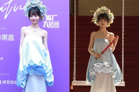 Điềm Hi Vi lựa chọn trang phục xanh pastel cùng vòng hoa đội đầu giúp nữ diễn viên trong ngọt ngào hơn cùng làn da sáng mịn. Tuy nhiên, cũng chính chiếc váy này đã dìm đi chiều cao của cô. Điềm Hi Vi lựa chọn trang phục xanh pastel cùng vòng hoa đội đầu giúp cô khoe nhan sắc ngọt ngào cùng làn da sáng mịn. Tuy nhiên, cũng chính chiếc váy này đã dìm đi chiều cao của cô.