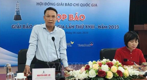 Tuổi Trẻ đạt giải C Giải báo chí quốc gia với loạt bài về phát triển công nghiệp văn hóa - Ảnh 1. Ông Nguyễn Đức Lợi, phó chủ tịch thường trực Hội Nhà báo Việt Nam, phó chủ tịch Hội đồng Giải Báo chí Quốc gia phát biểu - Ảnh: TTXVN