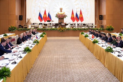 Toàn văn Tuyên bố chung Việt Nam - Nga- Ảnh 3. Thủ tướng Chính phủ Phạm Minh Chính hội kiến Tổng thống Liên bang Nga Vladimir Putin - Ảnh: NAM TRẦN