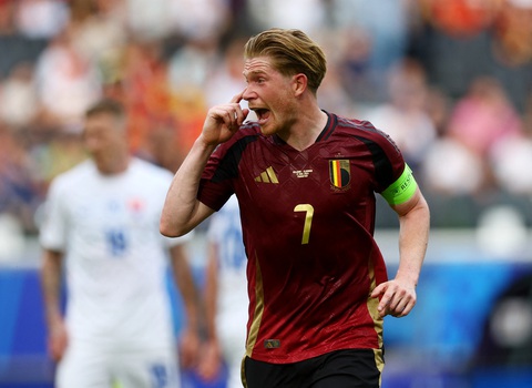 Dự đoán tỉ số: Bỉ thắng Romania sát nút- Ảnh 1. De Bruyne là ngôi sao hiếm hoi của Bỉ giữ vững phong độ - Ảnh: REUTERS