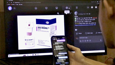 Bán thuốc trực tuyến: quan trọng là quản lý- Ảnh 1. Một tài khoản Facebook cá nhân rao bán, quảng cáo sản phẩm thuốc Solu-Medrol (thuốc kê đơn) và khẳng định với người dùng có thể tự mua và sử dụng