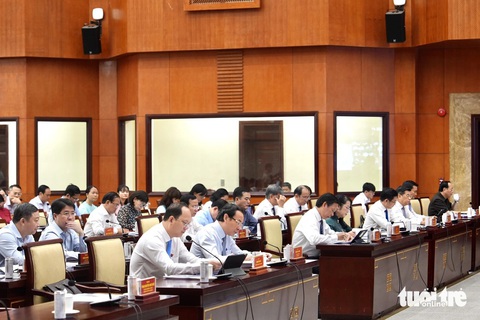Kỳ họp thứ 16 HĐND TP.HCM: Xem xét tờ trình xây dựng lực lượng an ninh, trật tự cơ sở- Ảnh 3. Toàn cảnh kỳ họp HĐND sáng 22-6 - Ảnh: HỮU HẠNH