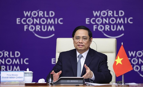 Thủ tướng Phạm Minh Chính sắp sang Trung Quốc- Ảnh 1. Thủ tướng Phạm Minh Chính trong một sự kiện với WEF năm 2021 - Ảnh: TTXVN
