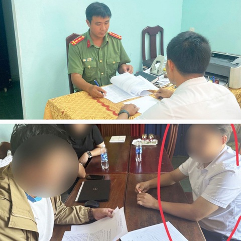 Công an triệt xóa điểm sinh hoạt hội thánh Đức Chúa trời mẹ, tuyên truyền năm nào cũng là tận thế- Ảnh 4. Công an làm việc, lập biên bản đối với những người sinh hoạt tại tụ điểm trên - Ảnh: TRANG PHƯƠNG