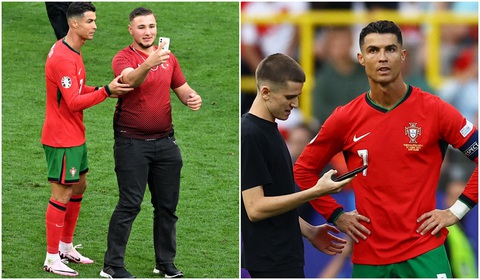 Trận đấu gián đoạn 4 lần vì cổ động viên lao vào sân tiếp cận Ronaldo- Ảnh 3. Dù đã 39 tuổi nhưng súc hút của Ronaldo vẫn còn rất lớn - Ảnh: REUTERS