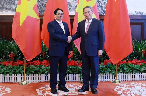 Thủ tướng Trung Quốc Lý Cường tiếp đón và hội đàm với Thủ tướng Phạm Minh Chính hôm 24-6 - Ảnh: D.GIANG Thủ tướng Trung Quốc Lý Cường tiếp đón và hội đàm với Thủ tướng Phạm Minh Chính hôm 24-6 - Ảnh: D.GIANG