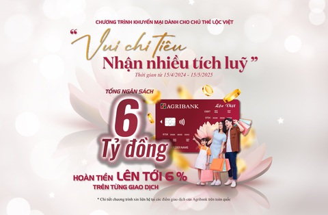 Mua sắm thả ga, hoàn tiền cực đã với thẻ Lộc Việt- Ảnh 1. Chủ thẻ Lộc Việt của Agribank được hoàn tiền tới 500.000 đồng/tháng khi mua sắm, chi tiêu - Ảnh: CTV