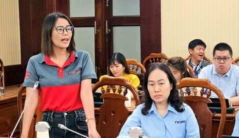 Vì sao doanh nghiệp phải thuê xe bồn chở nước đến Khu công nghiệp Mỹ Xuân A2, Bà Rịa - Vũng Tàu?- Ảnh 2. Một doanh nghiệp thuê đất trong Khu công nghiệp Mỹ Xuân A2, Bà Rịa - Vũng Tàu phát biểu tại cuộc làm việc ngày 26-6 - Ảnh: Đ.H.