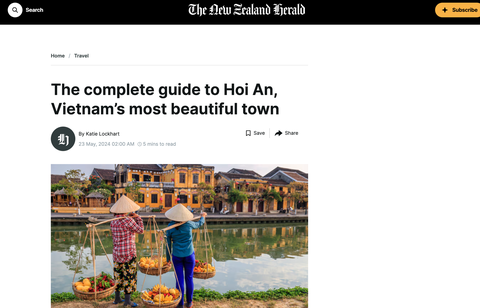 Báo New Zealand khen Hội An là 'thị trấn đẹp nhất Việt Nam'- Ảnh 2. Bài viết về Hội An xuất bản trên thời báo NzHerald của New Zealand - Ảnh: B.D.