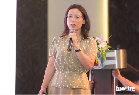 Thứ trưởng Bộ Tài nguyên và Môi trường: Nhiều doanh nghiệp, tập đoàn đang đẩy mạnh chuyển đổi xanh- Ảnh 3. Bà Chu Thị Kim Thanh, giám đốc vận hành Liên minh Tái chế bao bì Việt Nam - Ảnh: VIỆT HẢI
