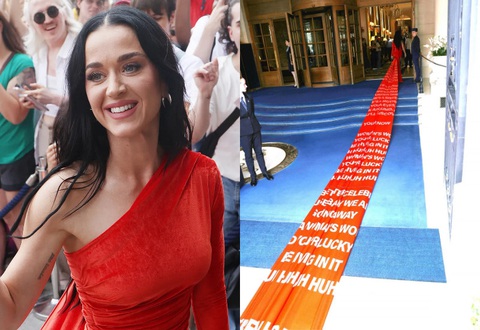 Katy Perry nổi bật với chiếc váy dài gần 200m của mình - Ảnh: GC Images Katy Perry nổi bật với chiếc váy dài gần 200m của mình - Ảnh: GC Images