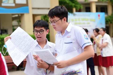 Phổ điểm thi tốt nghiệp THPT 2024: 183.000 bài thi toán dưới trung bình- Ảnh 1. Thí sinh sau giờ thi môn toán - Ảnh: DUYÊN PHAN
